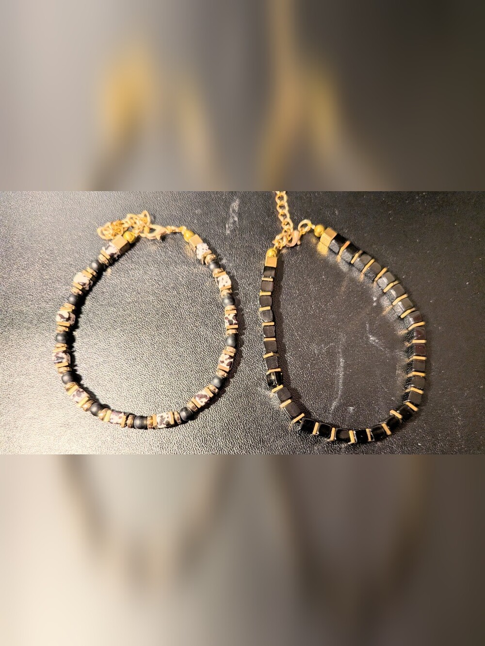 Gold Accent Black Beaded Women's Bracelets - Stylish Everyday Layering